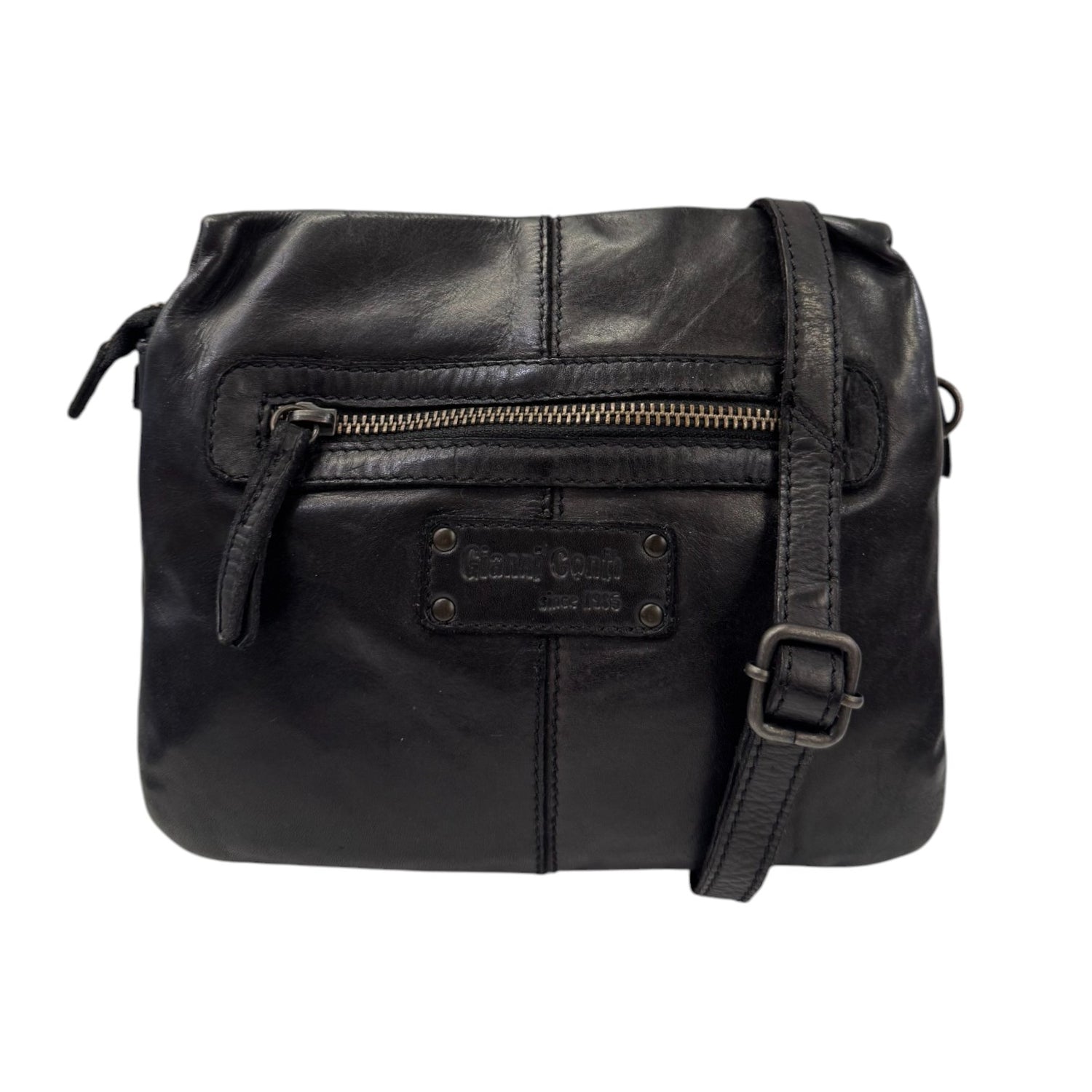 Gianni Conti Borsa a Tracolla Linea Zante Donna in Pelle Nera