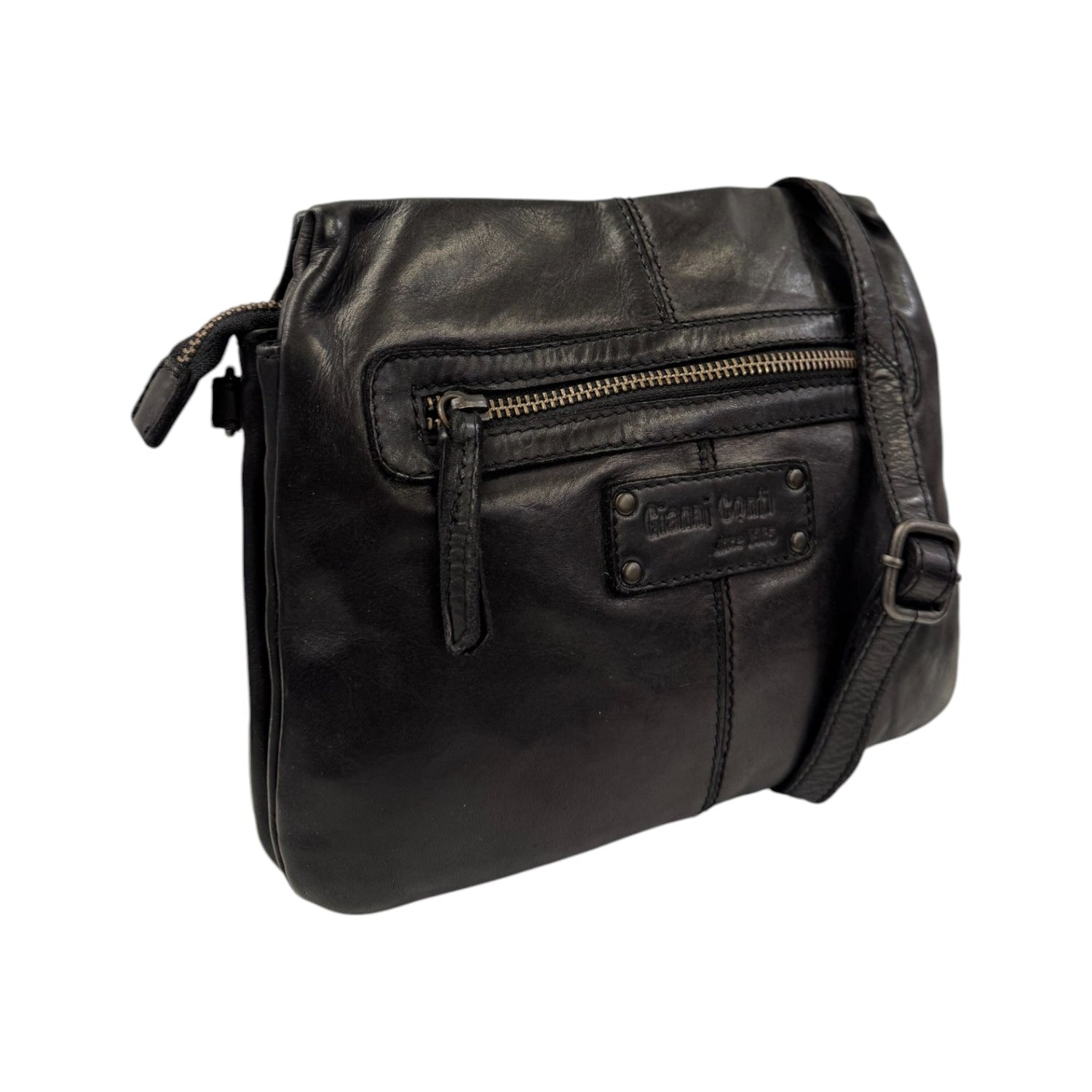 Gianni Conti Borsa a Tracolla Linea Zante Donna in Pelle Nera