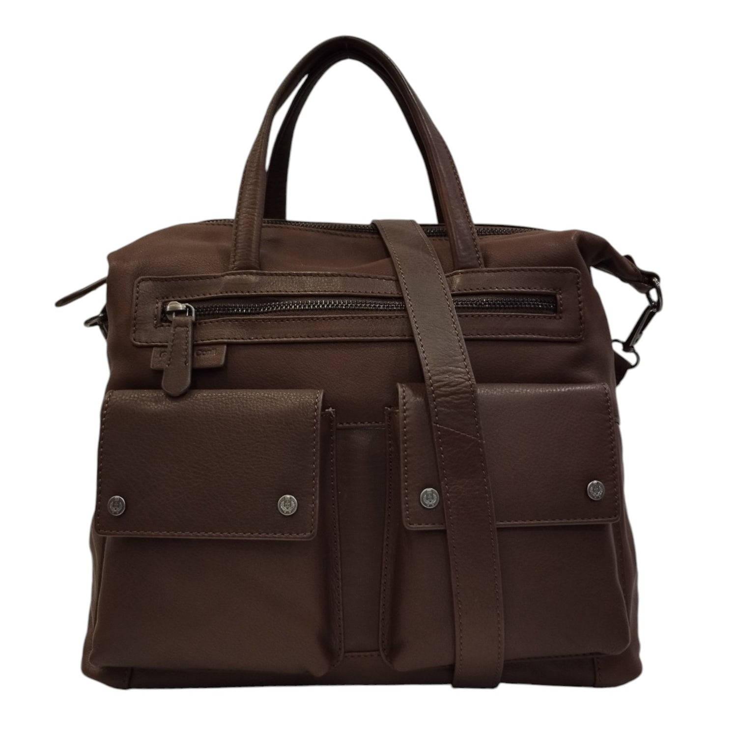 Gianni Conti Borsa a Mano Donna in Pelle Cioccolato con Tasconi e Tracolla