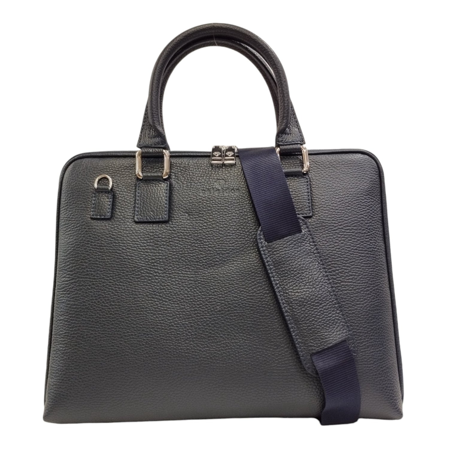 Caleidos Borsa a Spalla Grande Donna in Pelle Blu con Tracolla e Doppia Zip