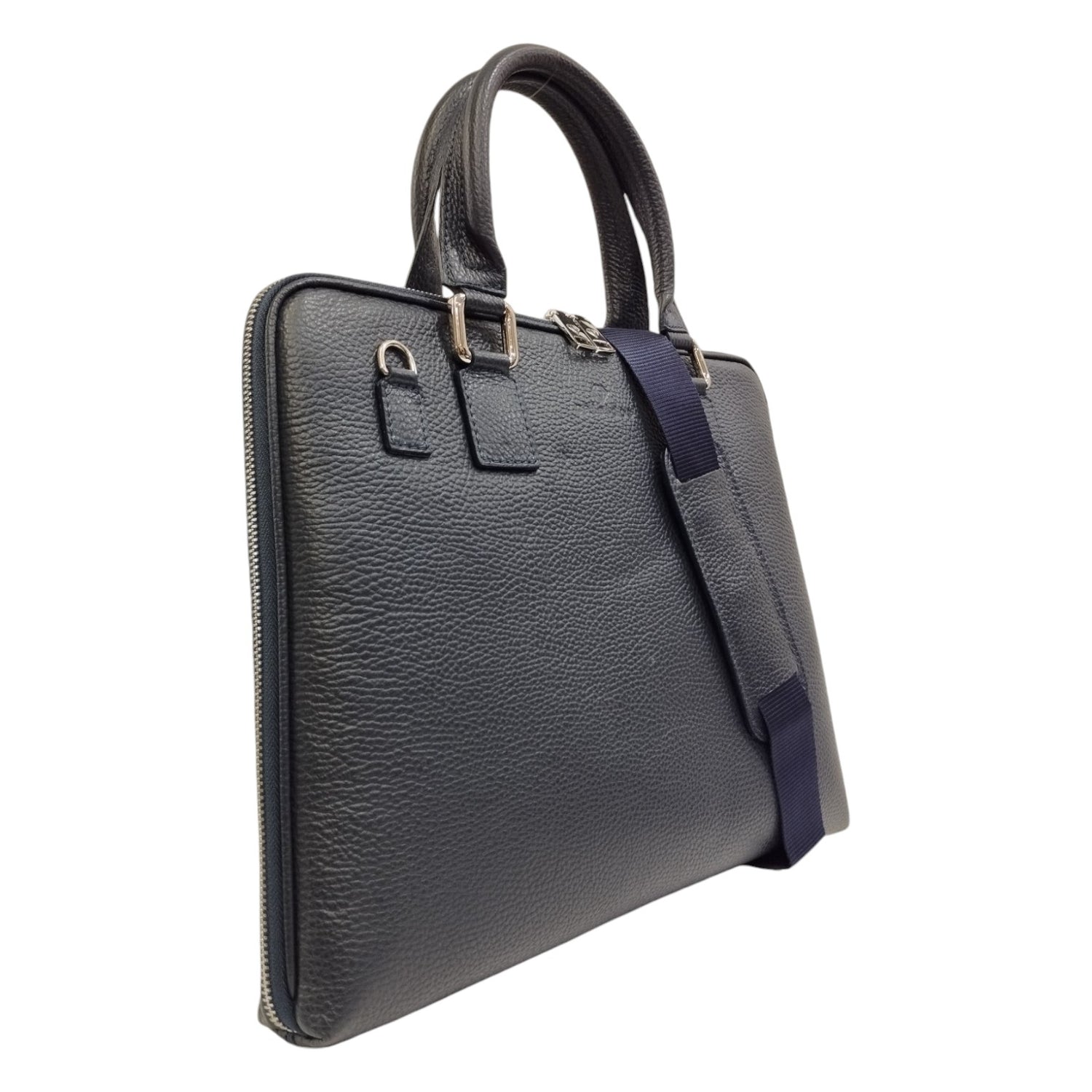 Caleidos Borsa a Spalla Grande Donna in Pelle Blu con Tracolla e Doppia Zip