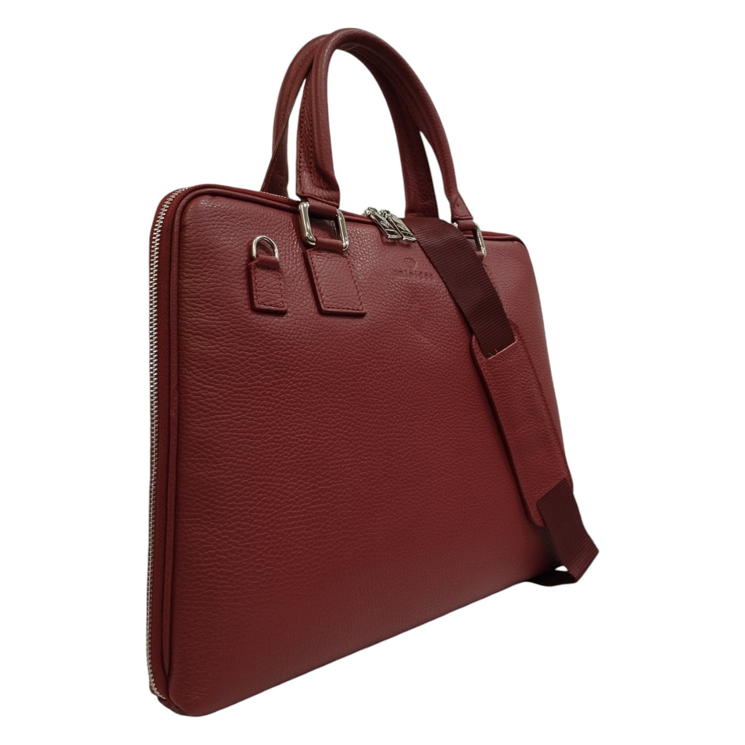 Caleidos Borsa a Spalla Grande Donna in Pelle Bordeaux con Tracolla e Doppia Zip
