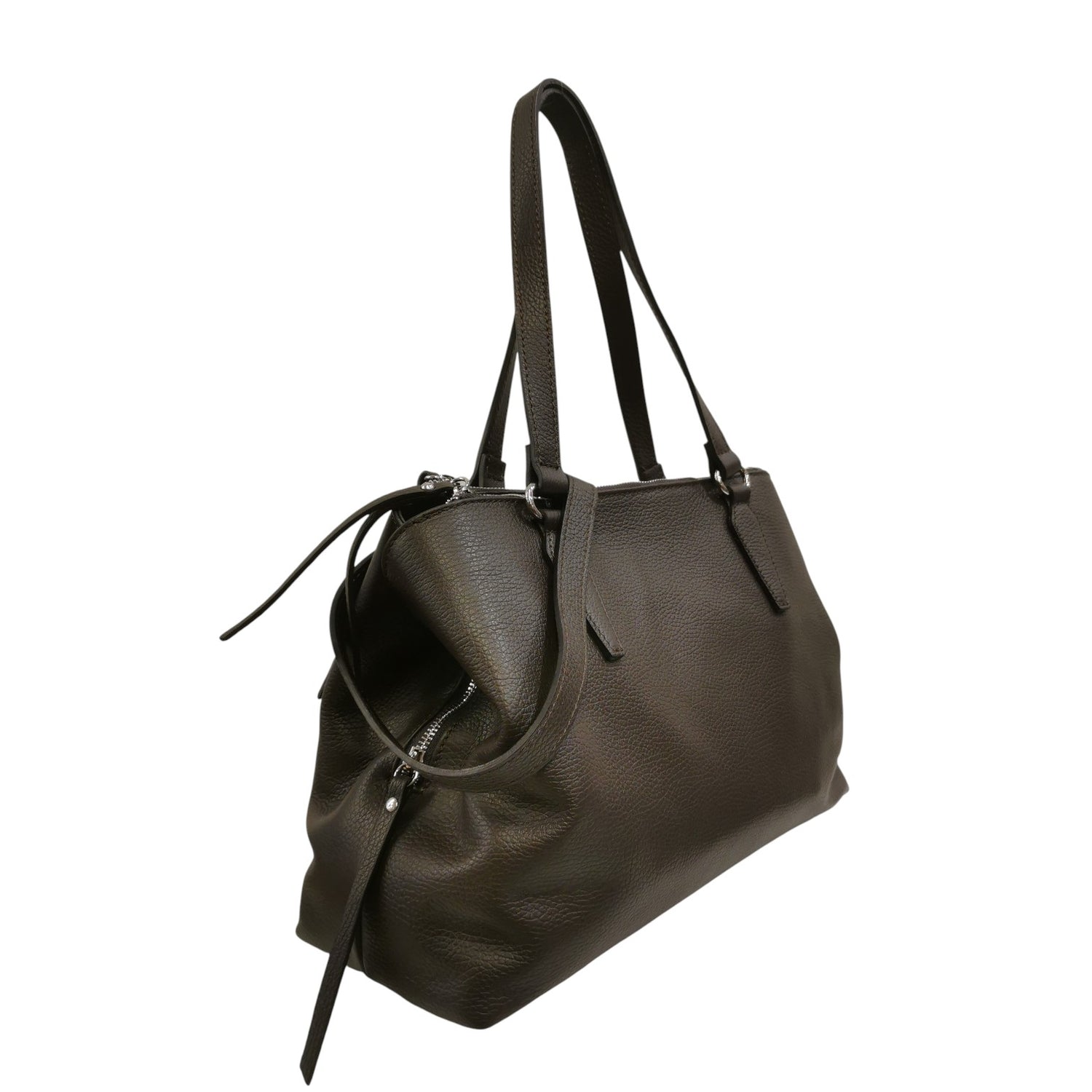 Caleidos Borsa a Spalla Grande Donna in Pelle Marrone con Tracolla