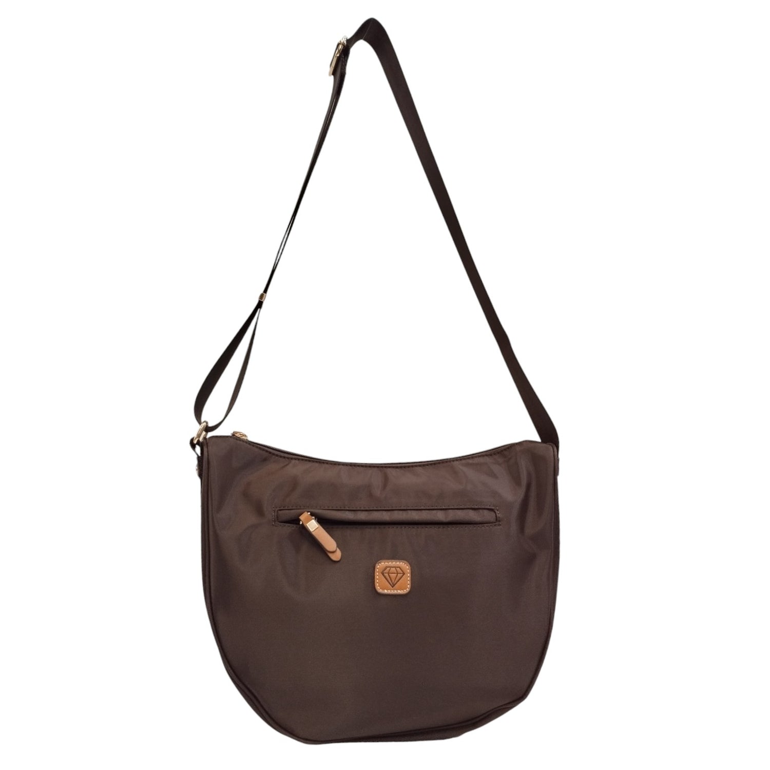 Caleidos Borsa a Tracolla Sacca Donna in Tessuto Marrone con Tasca Frontale