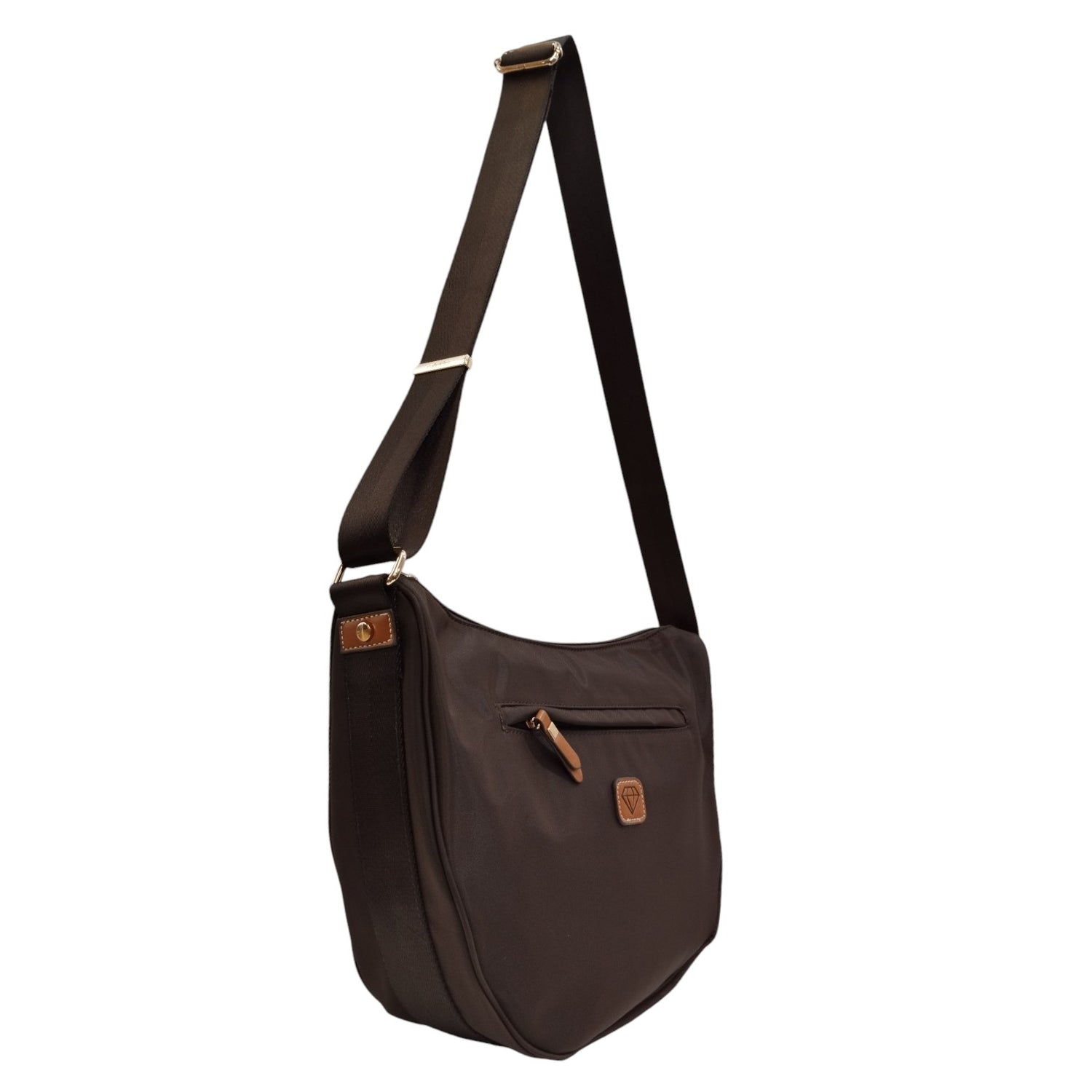 Caleidos Borsa a Tracolla Sacca Donna in Tessuto Marrone con Tasca Frontale