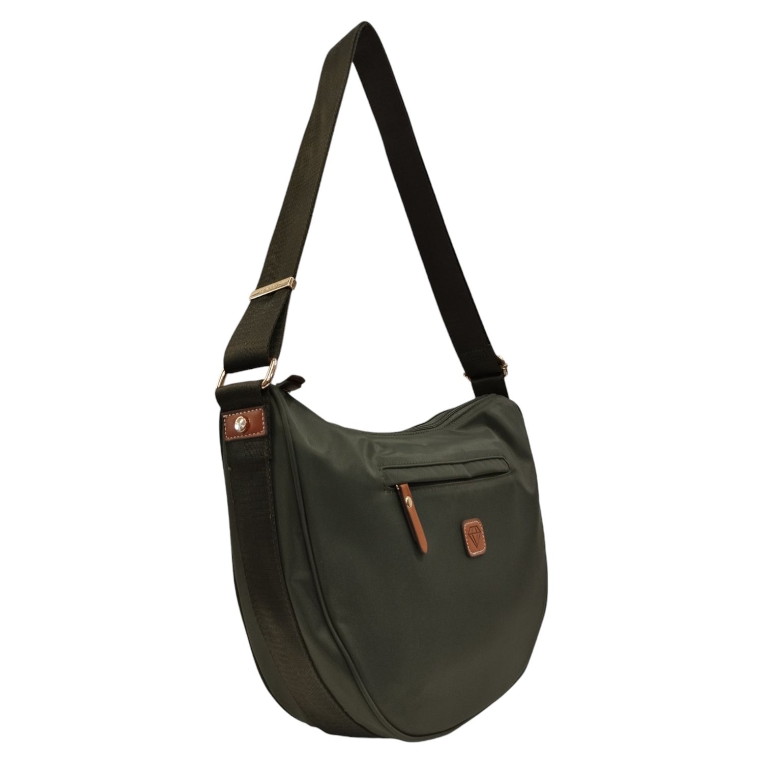 Caleidos Borsa a Tracolla Sacca Donna in Tessuto Verde con Tasca Frontale