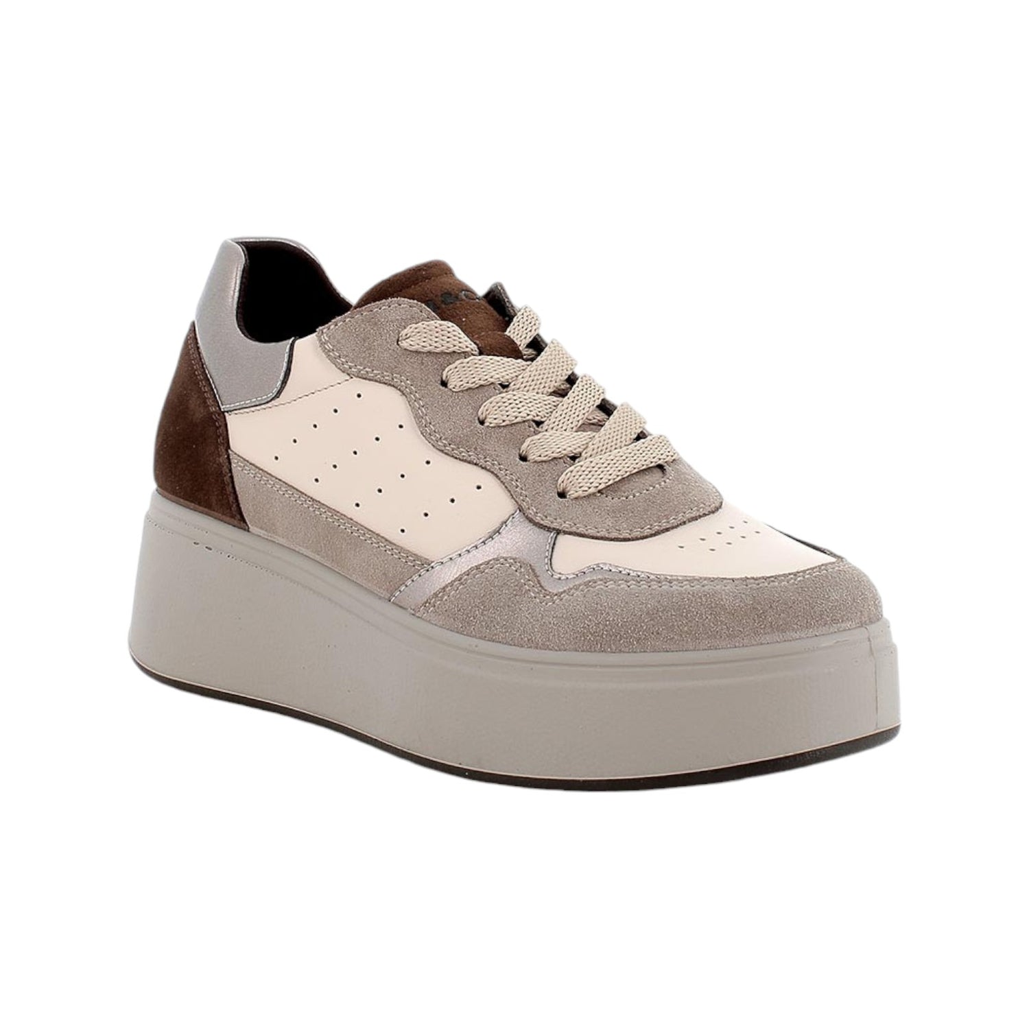 Igi&Co Sneakers Visone Platform in Camoscio e Pelle da Donna