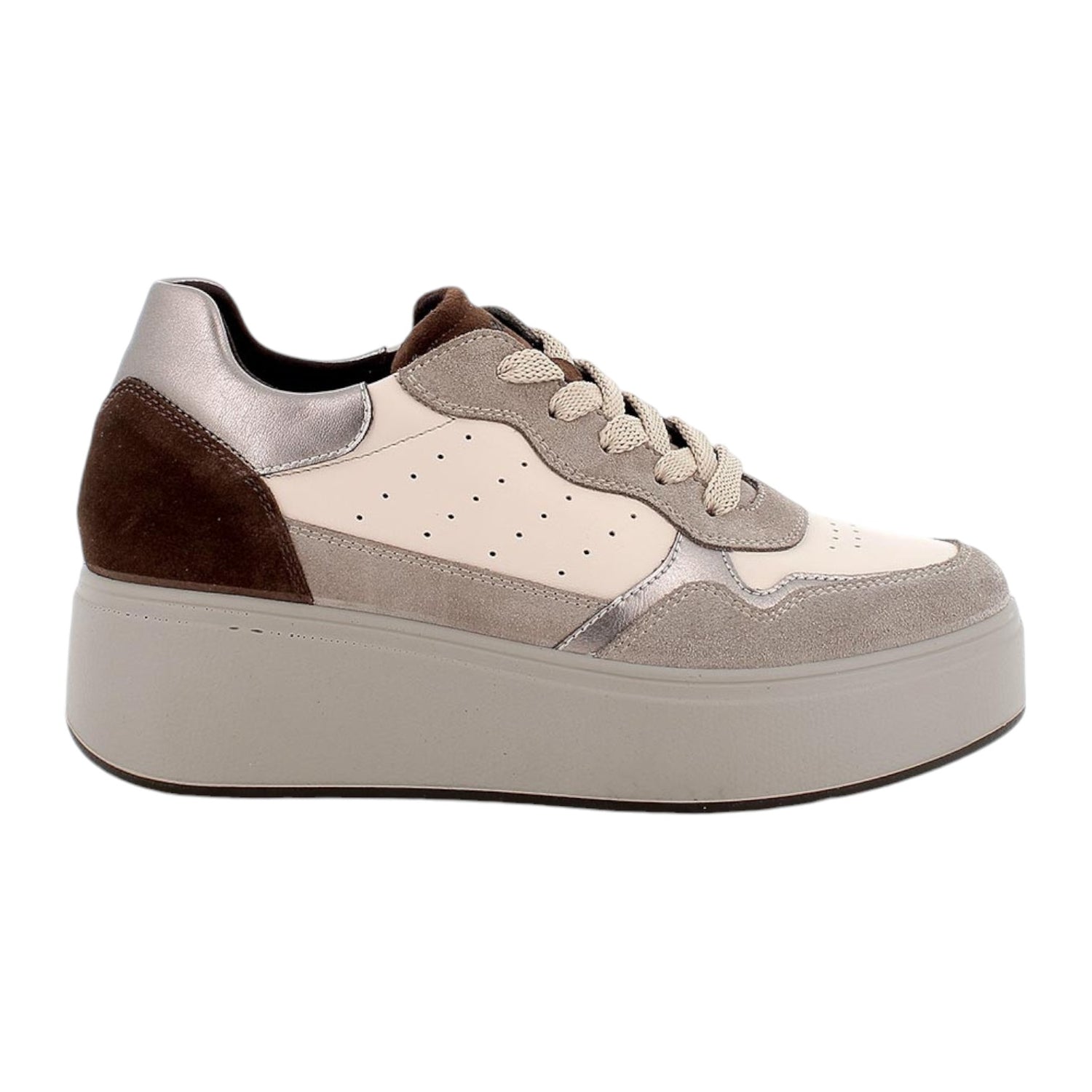 Igi&Co Sneakers Visone Platform in Camoscio e Pelle da Donna