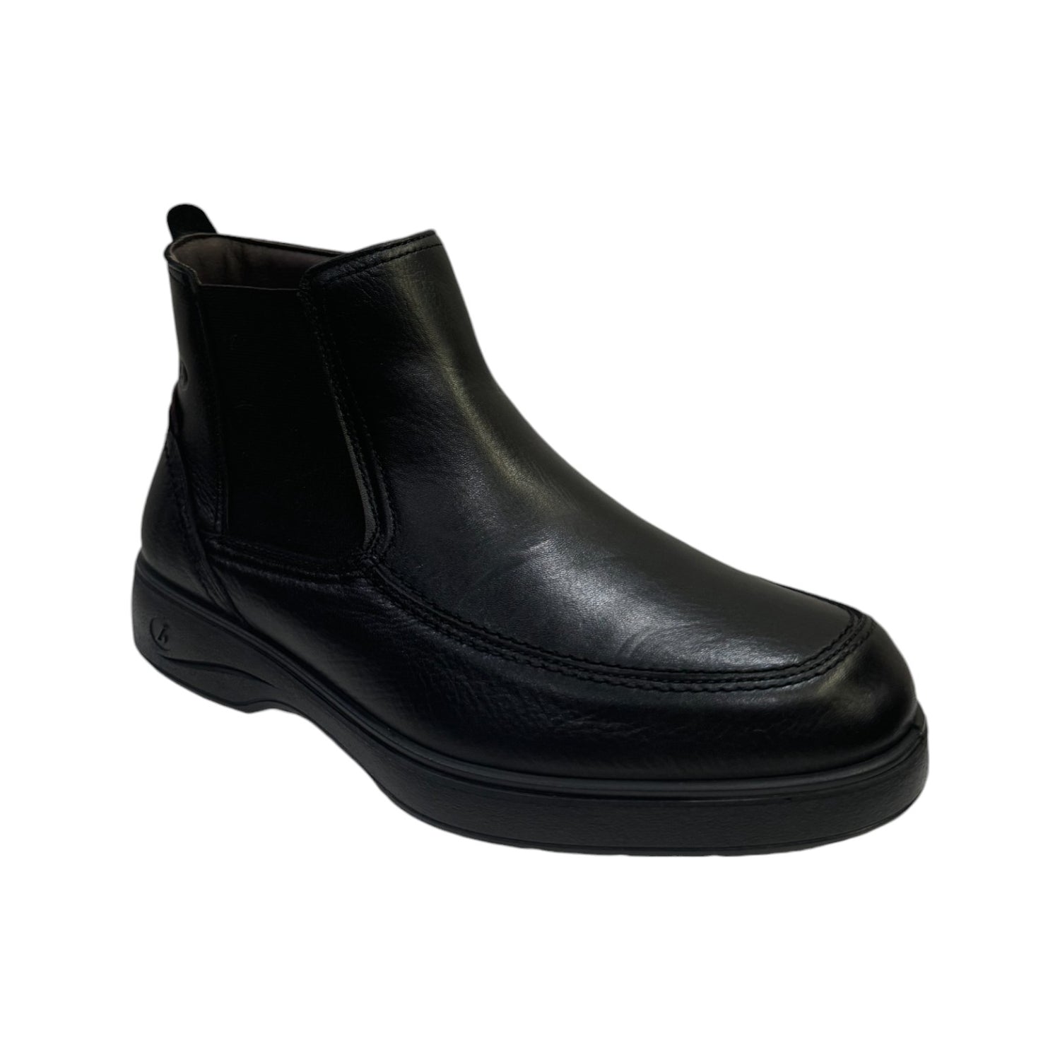 Luisetti Beatles Uomo in Pelle Nera con Elastici Laterali e Bordi Cuciti