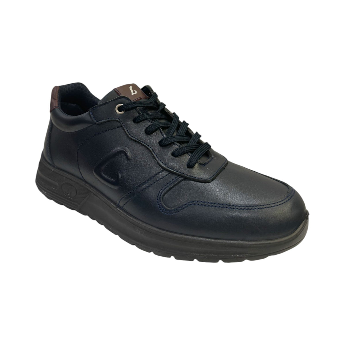 Luisetti Sneakers Uomo in Pelle Blu Notte con Tallone Bordeaux