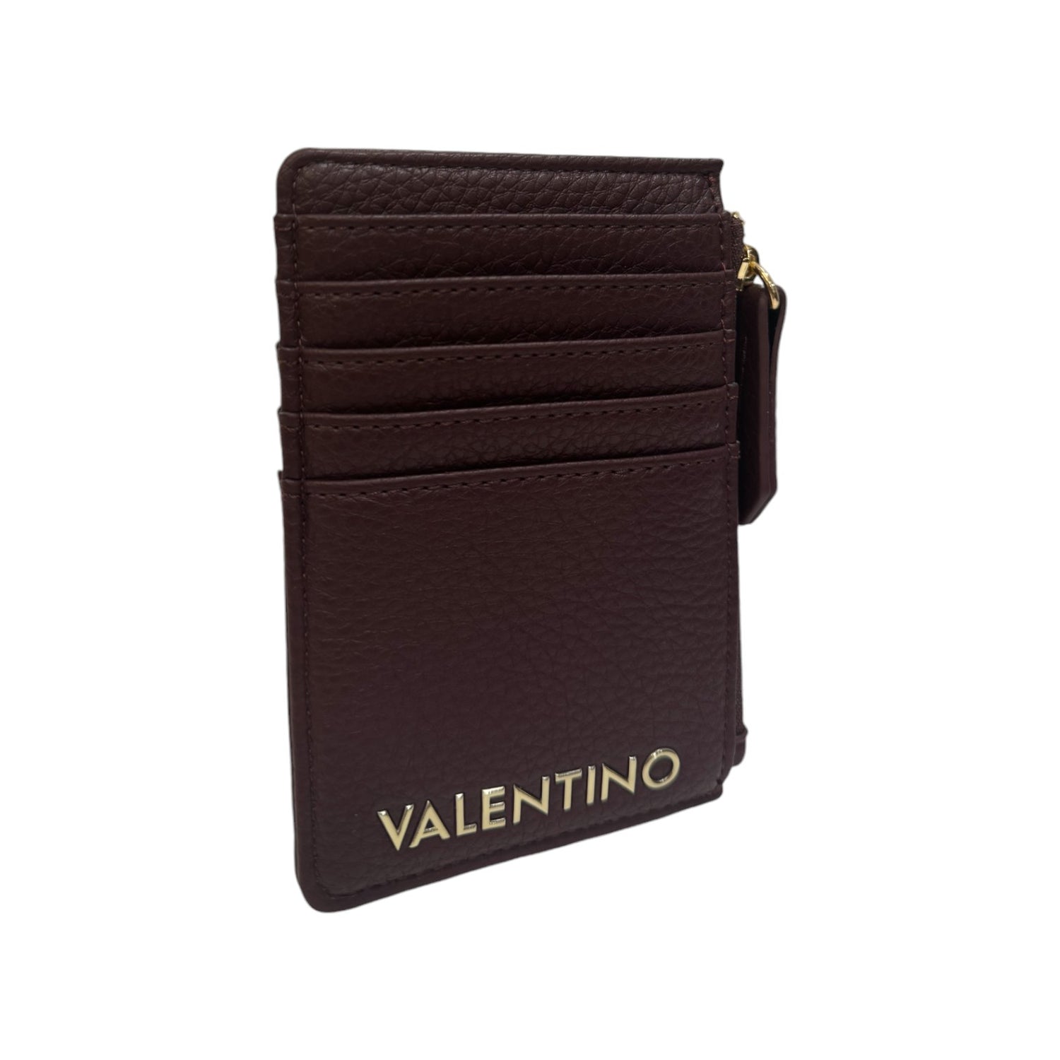 Valentino Portacarte Donna in Pelle Sintetica Bordeaux e Chiusura con Zip