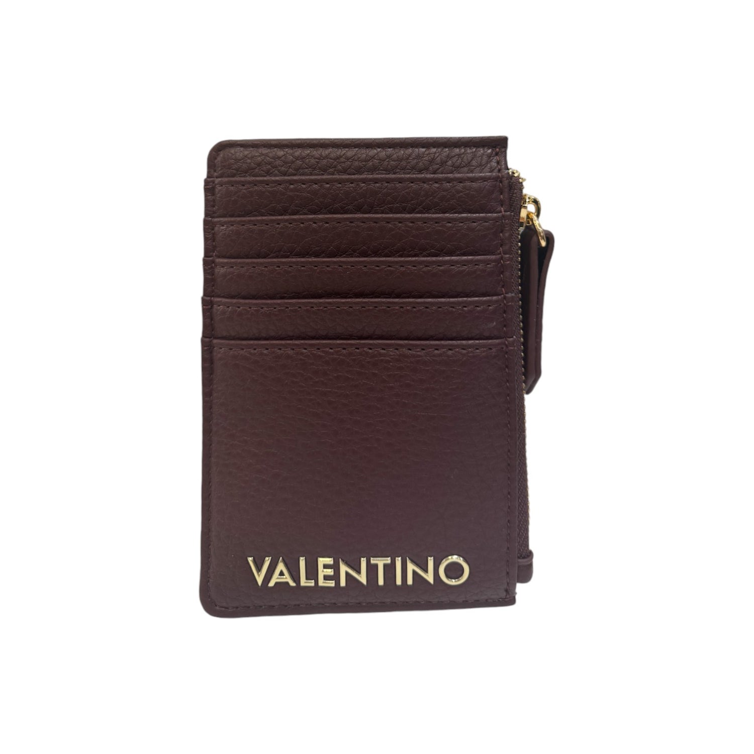 Valentino Portacarte Donna in Pelle Sintetica Bordeaux e Chiusura con Zip