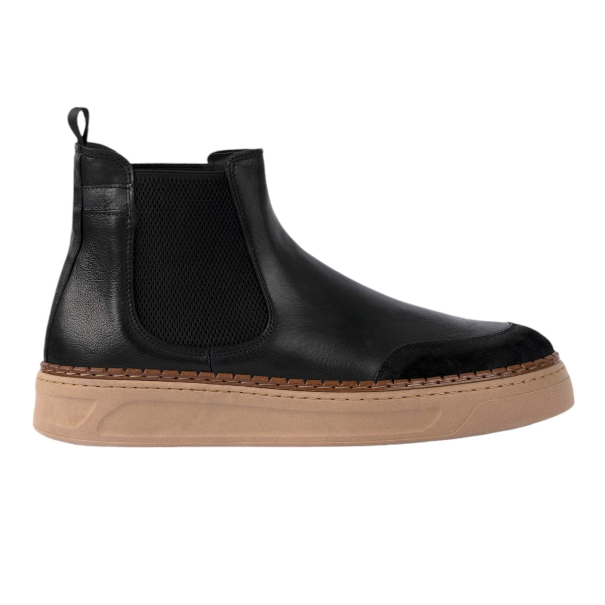 Exton Beatles Uomo in Pelle Nera con Fondo Beige