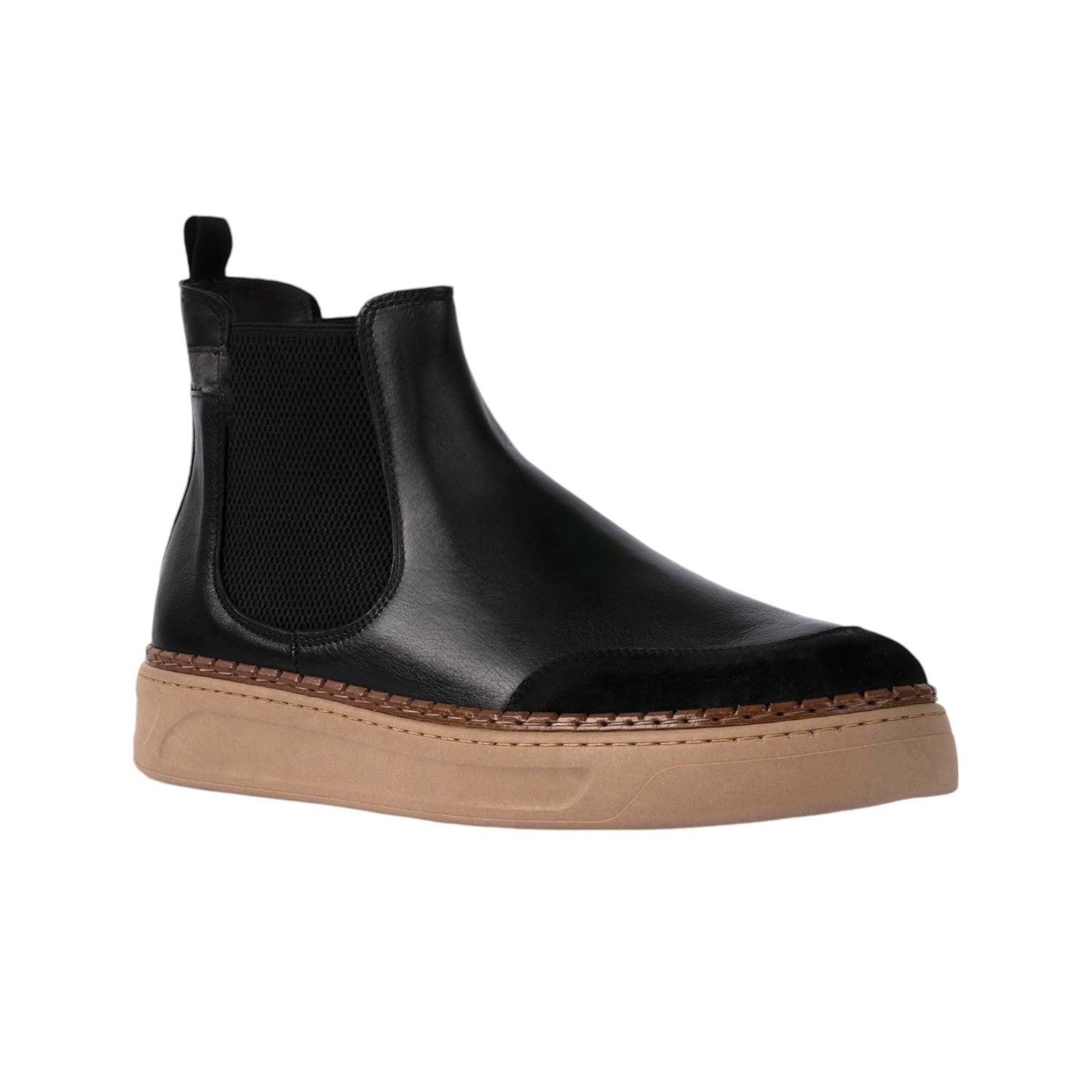 Exton Beatles Uomo in Pelle Nera con Fondo Beige