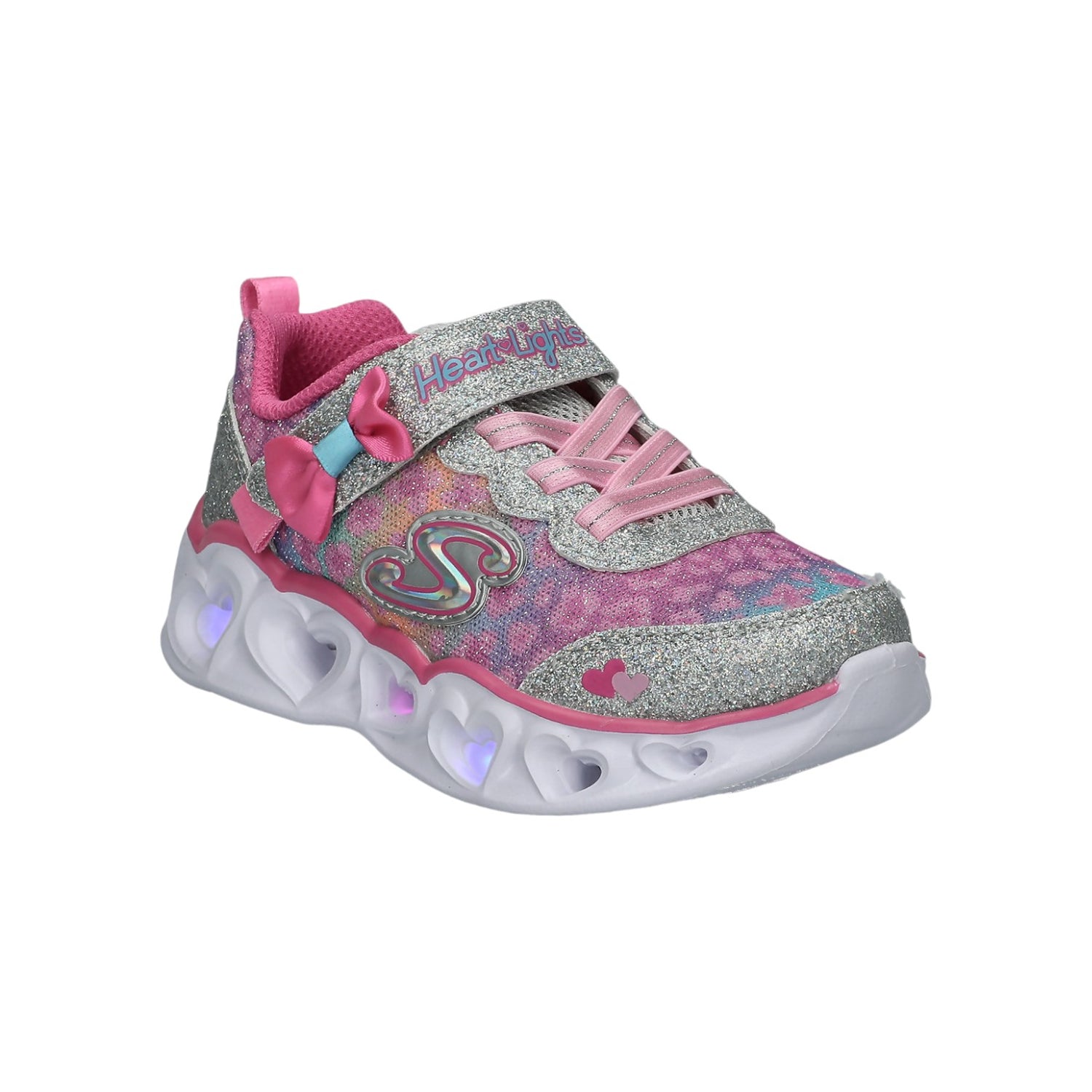 Skechers Sneakers Argento Rosa Heart Lights da Bambina