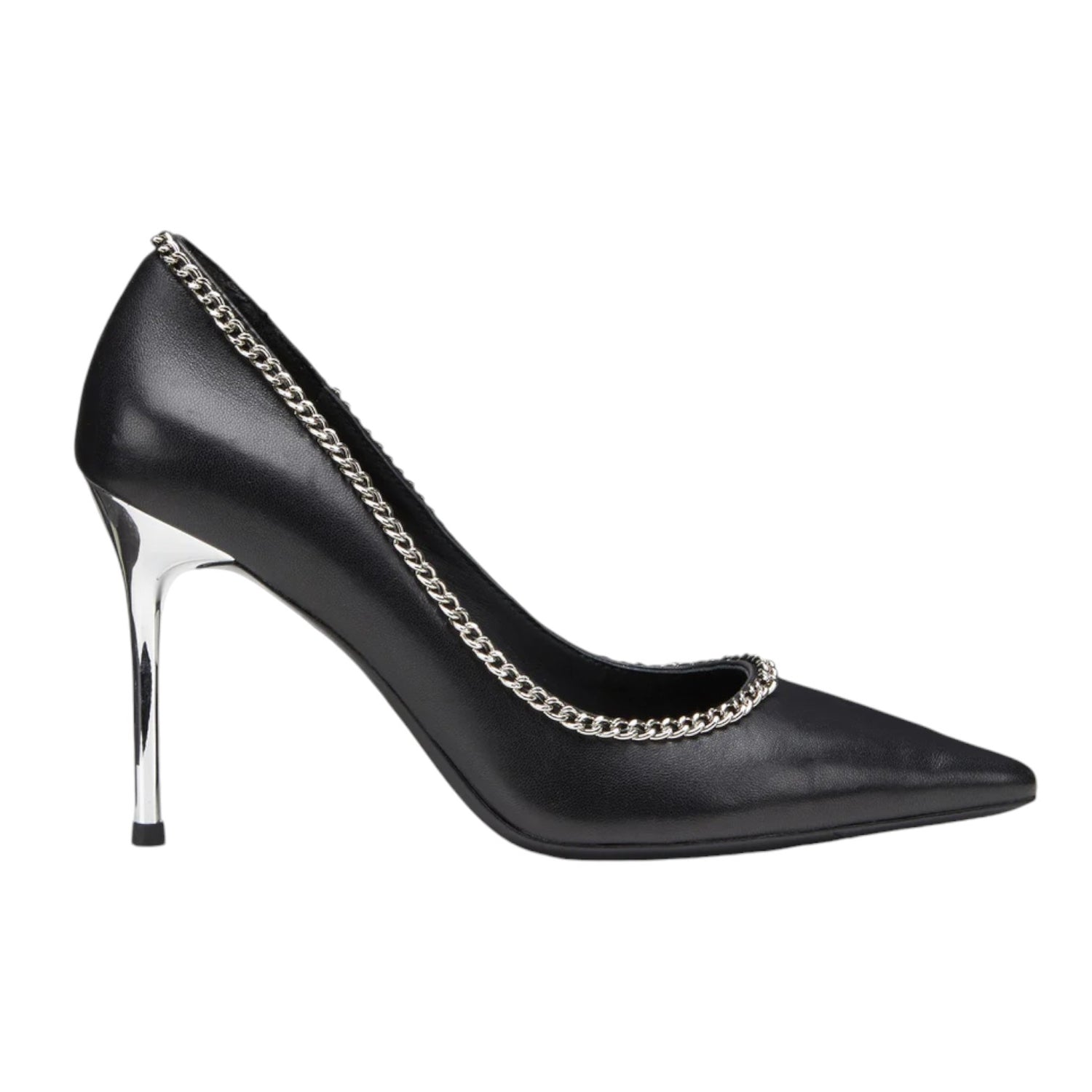 Cult Décolleté Nero in Pelle con Catenella t.9