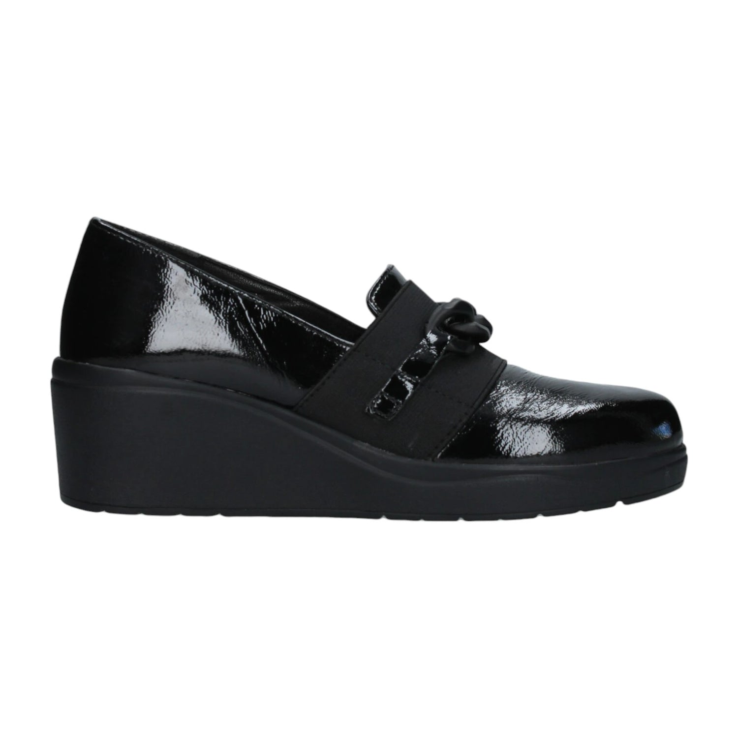 Melluso Mocassino Donna in Vernice con Zeppa e Catena
