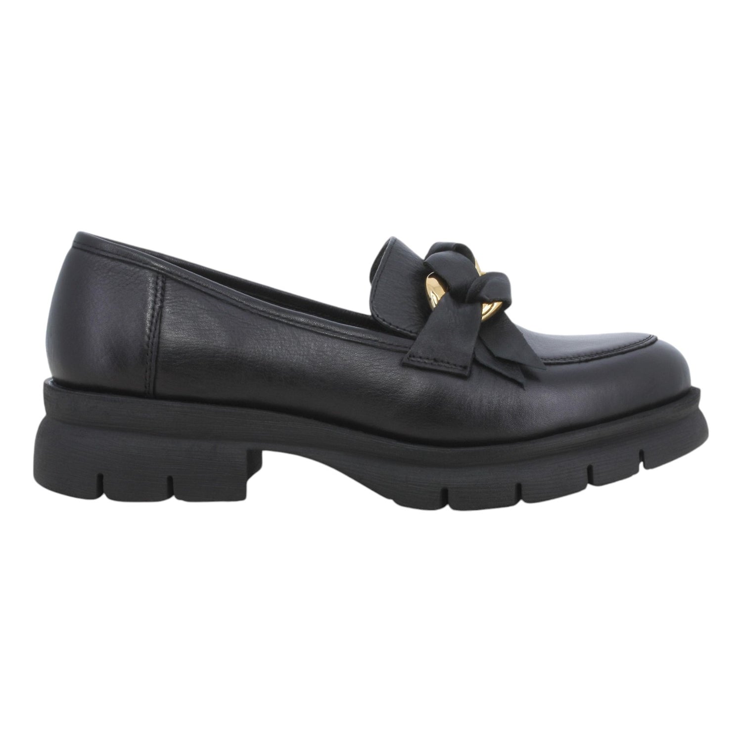 Melluso Mocassino Donna in Pelle Nera con Accessorio Catena Fiocco Numero 38-39