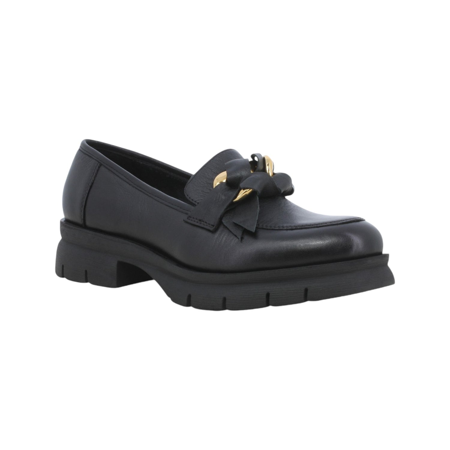 Melluso Mocassino Donna in Pelle Nera con Accessorio Catena Fiocco Numero 38-39