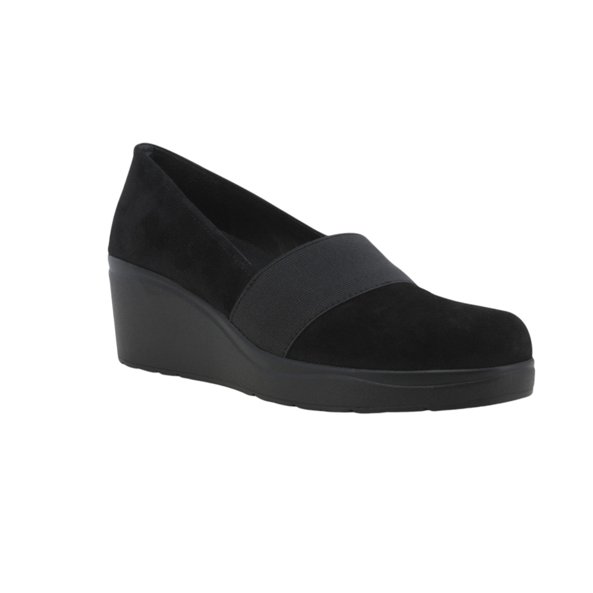 Melluso Mocassino Donna in Camoscio Nero con Zeppa