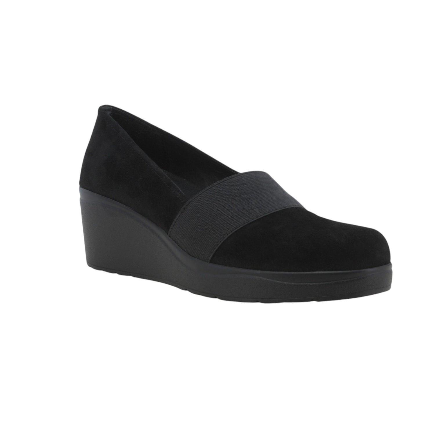 Melluso Mocassino Donna in Camoscio Nero con Zeppa