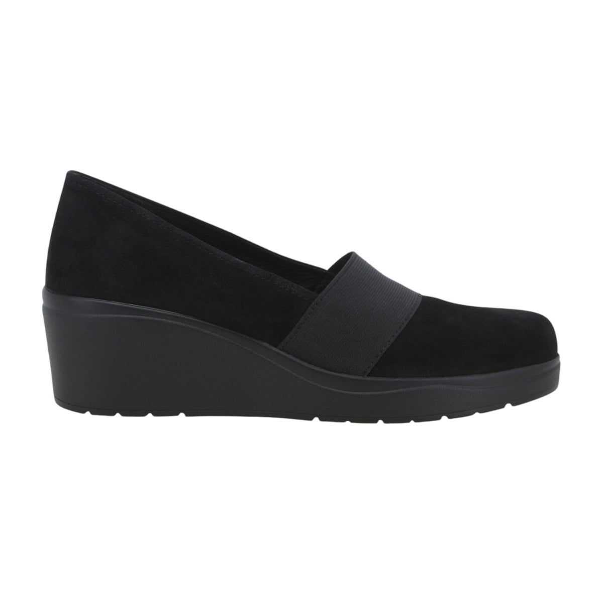 Melluso Mocassino Donna in Camoscio Nero con Zeppa