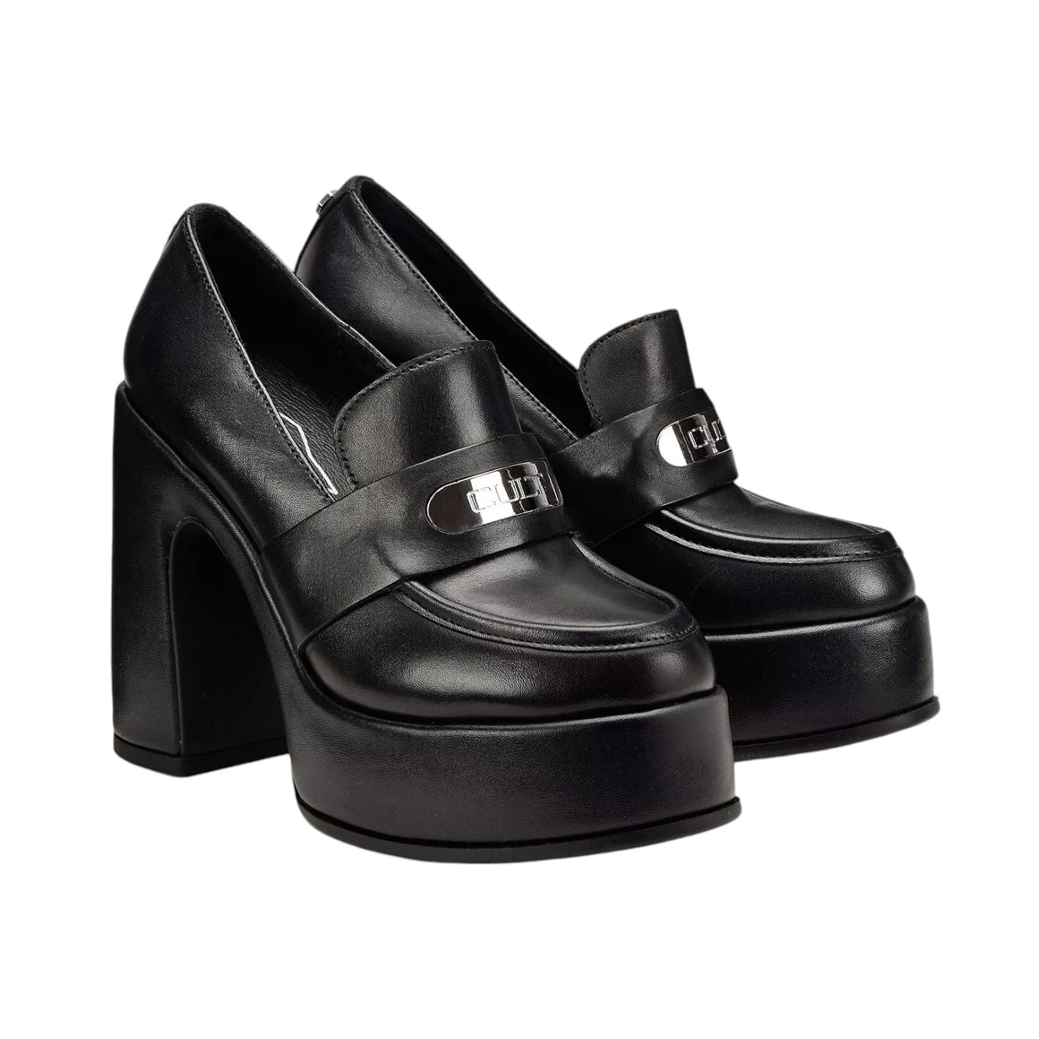 Cult Mocassino Nero in Pelle con Plateau t.12