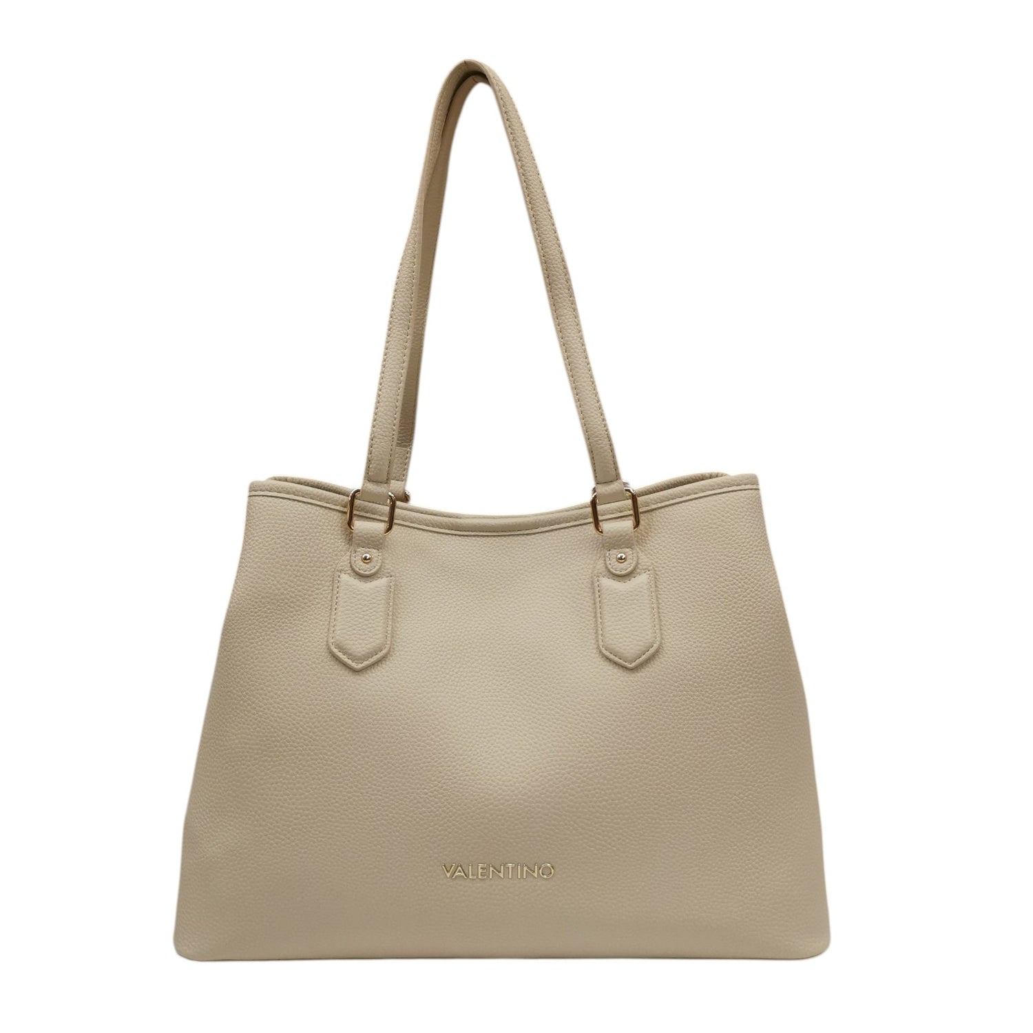 Mario Valentino Borsa a Spalla Donna in Ecopelle Effetto Martellato Ecru e Chiusura con Bottone