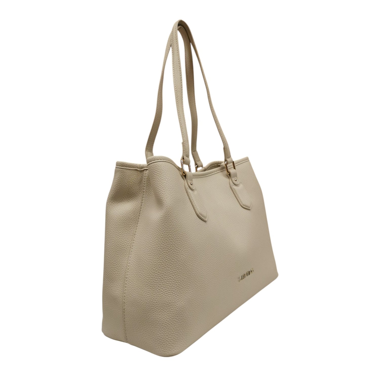 Mario Valentino Borsa a Spalla Donna in Ecopelle Effetto Martellato Ecru e Chiusura con Bottone