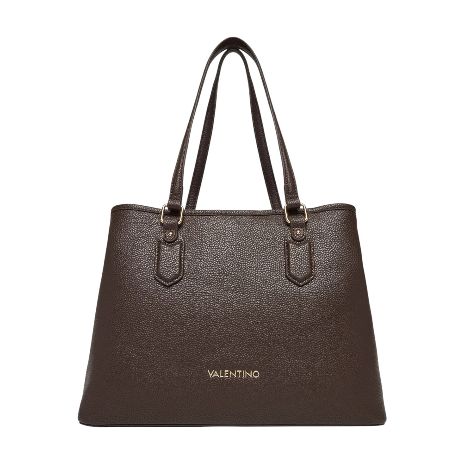 Mario Valentino Borsa a Spalla Donna in Pelle Sintetica Effetto Martellato Moro e Chiusura con Bottone