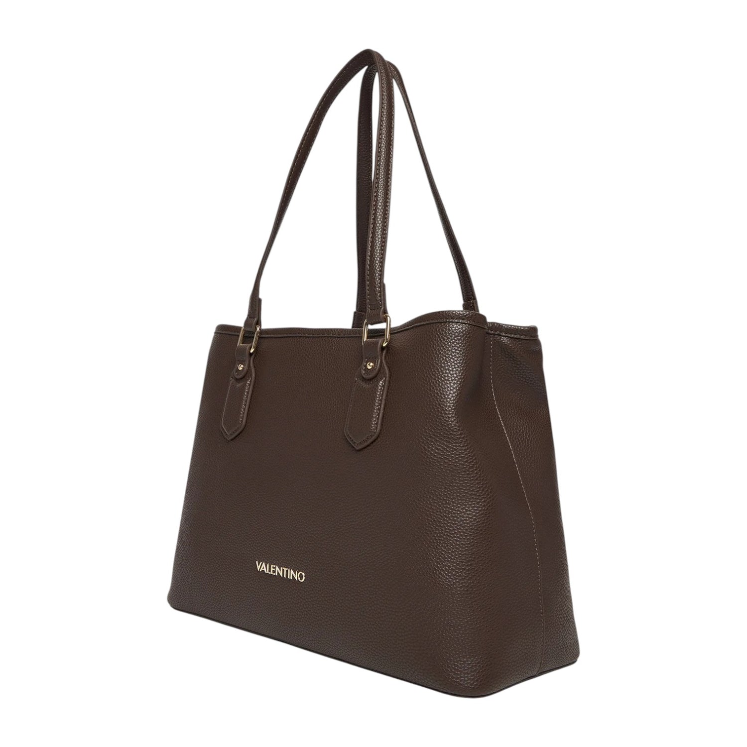 Mario Valentino Borsa a Spalla Donna in Pelle Sintetica Effetto Martellato Moro e Chiusura con Bottone