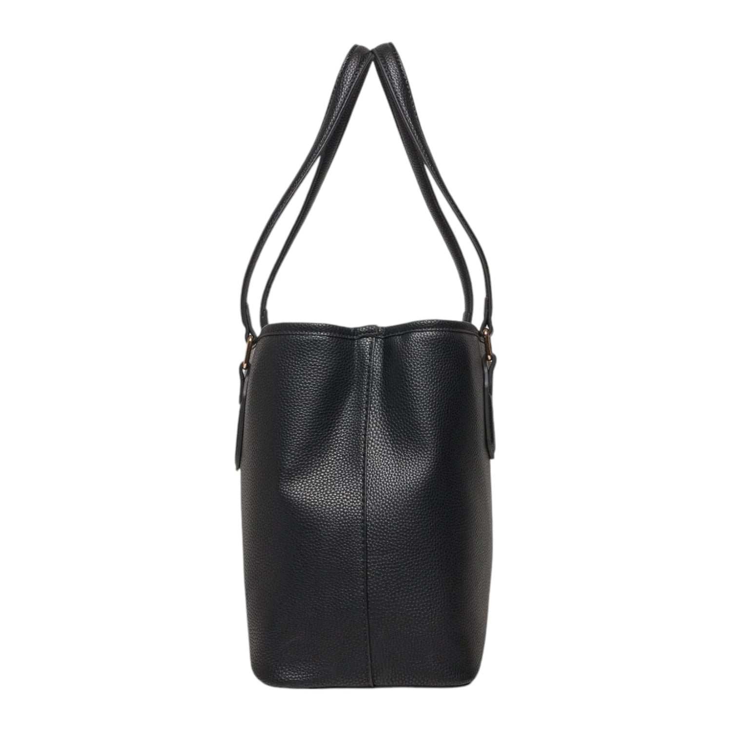 Mario Valentino Borsa a Spalla Donna in Pelle Sintetica Effetto Martellato Nera e Chiusura con Bottone