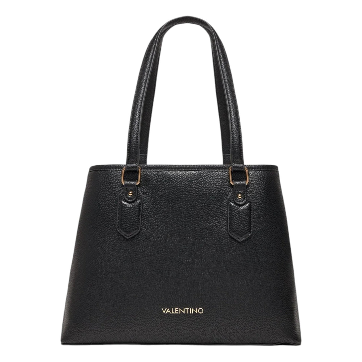 Mario Valentino Borsa a Spalla Donna in Pelle Sintetica Effetto Martellato Nera e Chiusura con Bottone