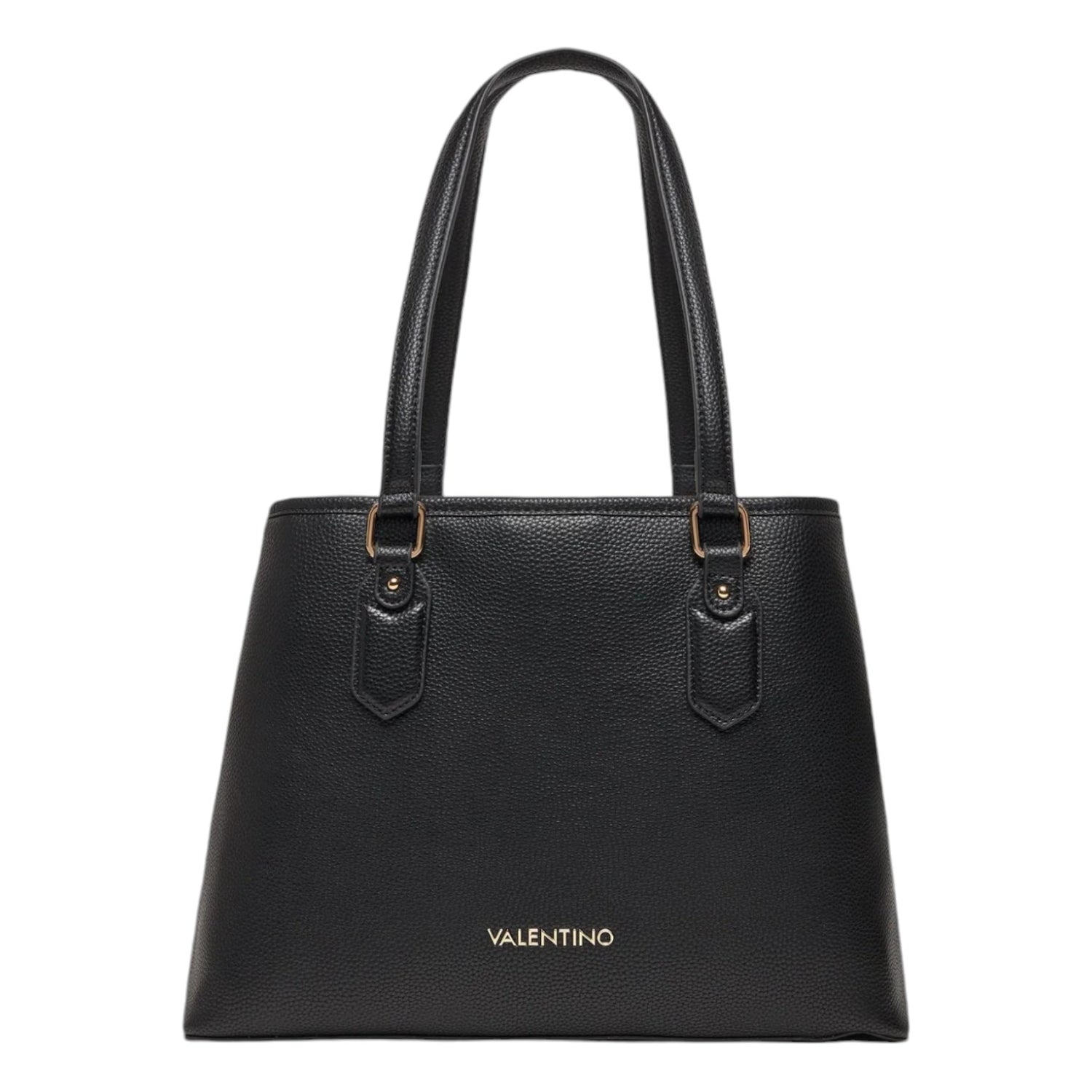 Mario Valentino Borsa a Spalla Donna in Pelle Sintetica Effetto Martellato Nera e Chiusura con Bottone