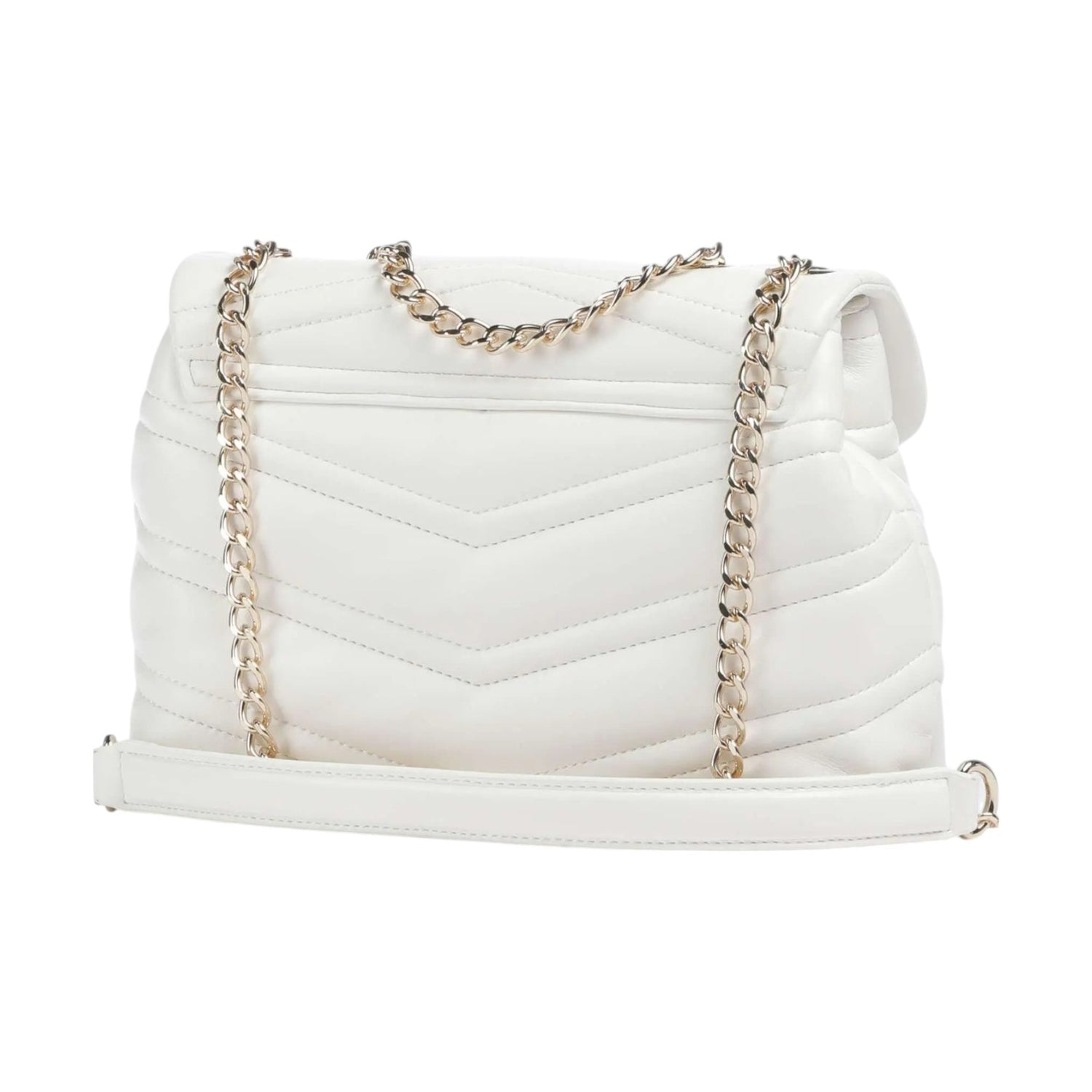 Mario Valentino Borsa a Tracolla Donna Effetto Trapuntato in Colore Bianco e Metalleria Oro