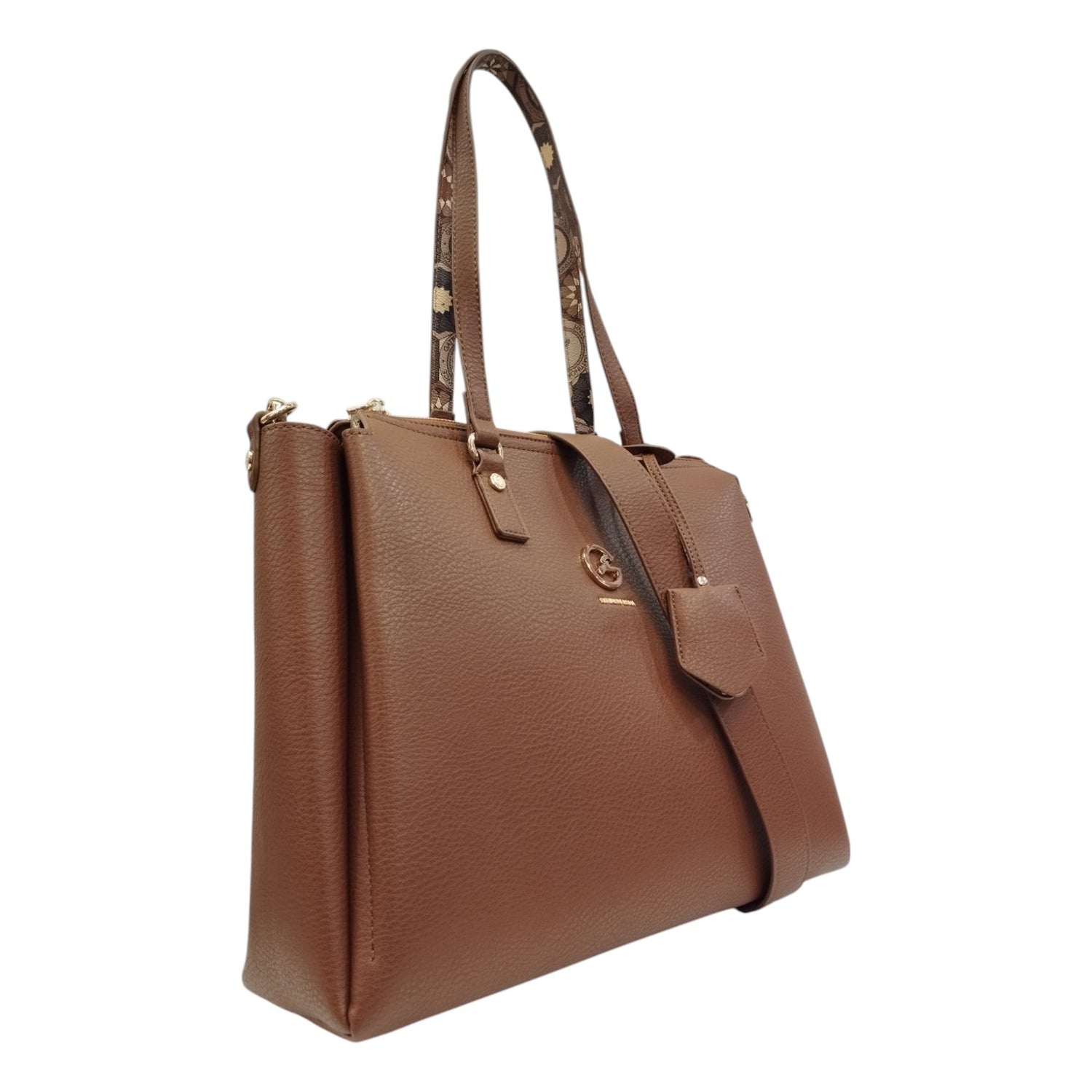 Gattinoni Roma Borsa a Spalla L Donna con Doppio Manico Linea Teodosia Cuoio con Tracolla e Chiusura con Cerniera