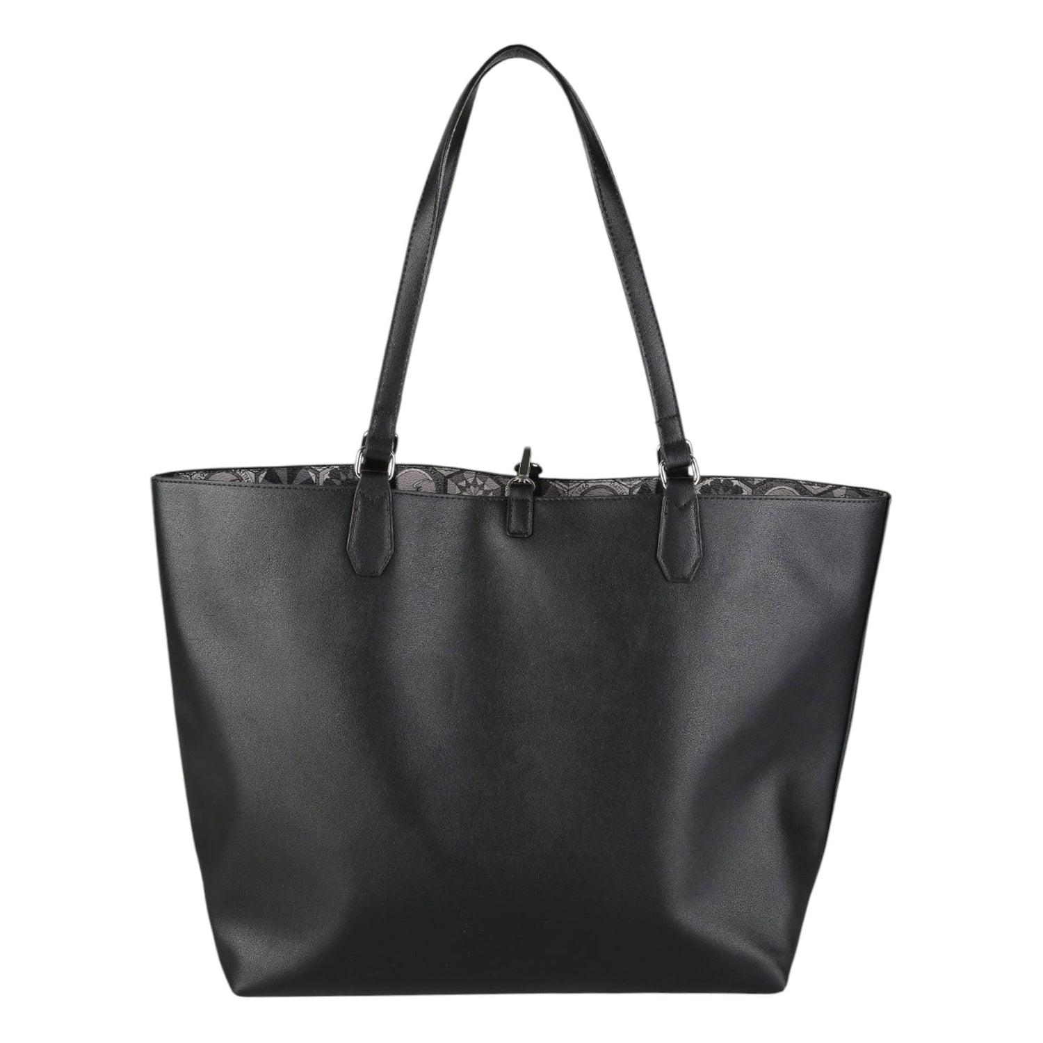 Gattinoni Roma Shopping Bag Fumo Nero Reversibile con Pochette