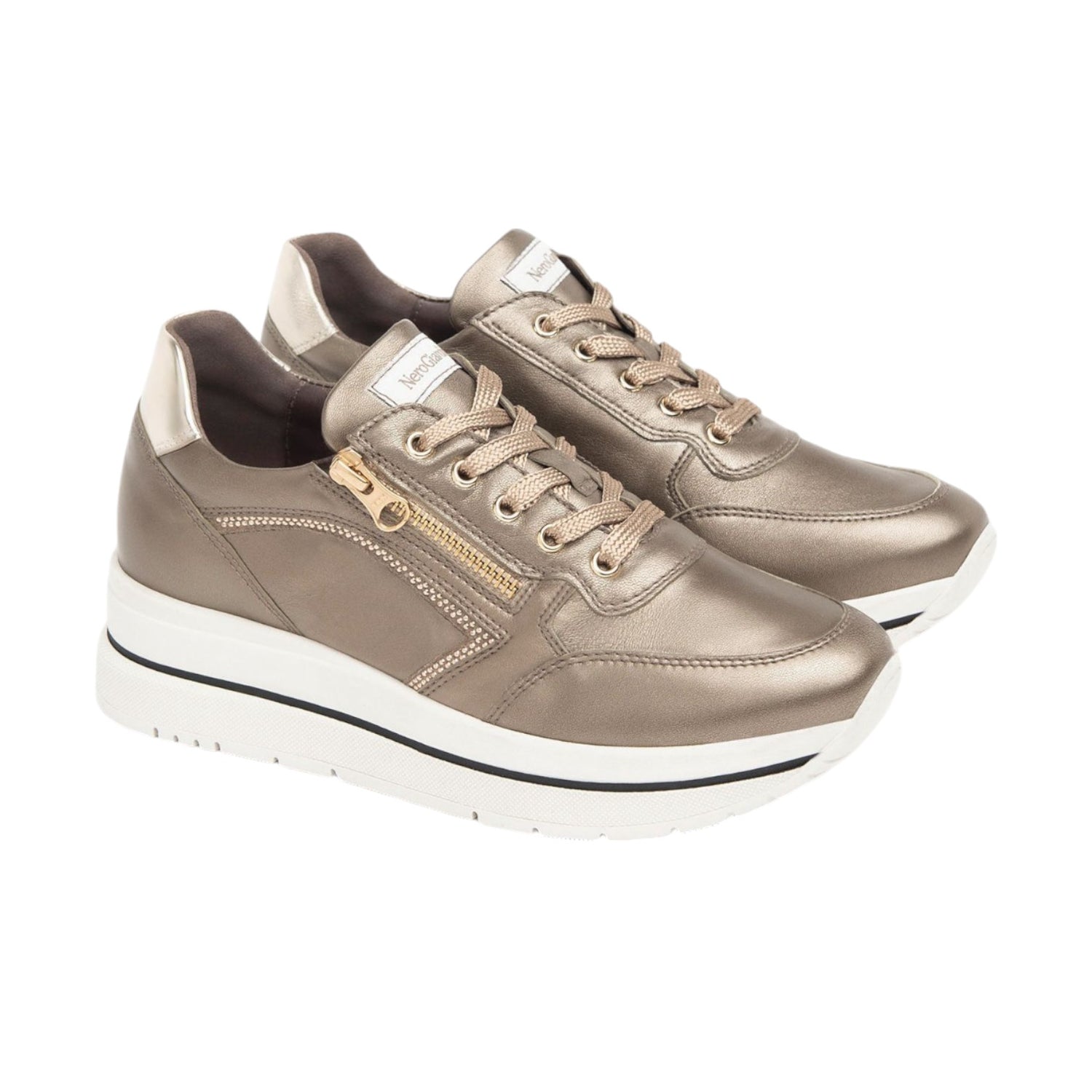 Nero Giardini Sneakers Bornzo con Dettaglio Platino da Donna