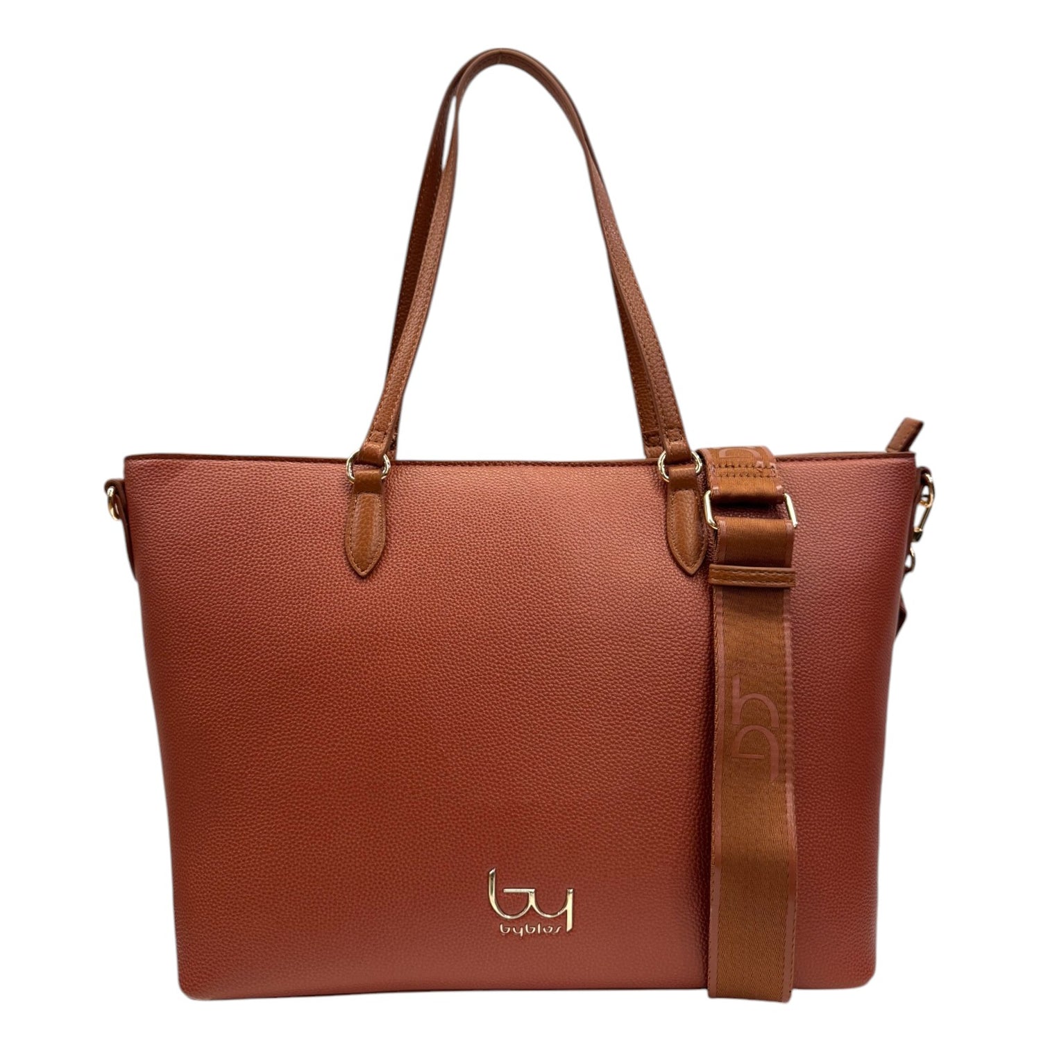 By Byblos Borsa a Spalla Donna in Ecopelle Cammello con Doppia Tracolla