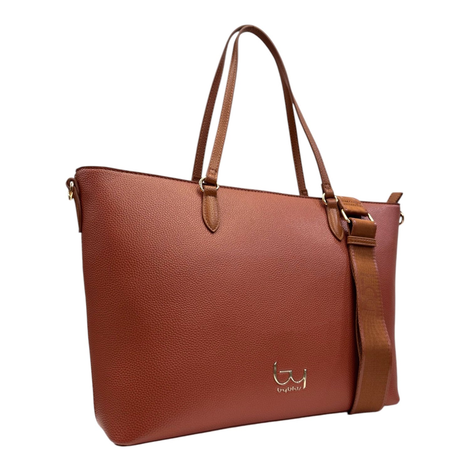By Byblos Borsa a Spalla Donna in Ecopelle Cammello con Doppia Tracolla