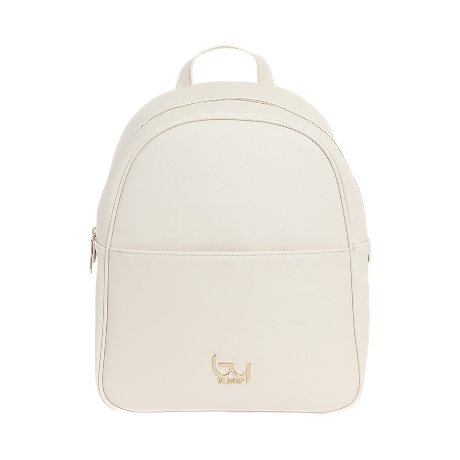 By Byblos Zaino Donna in Ecopelle Effetto Saffiano Beige con Tasca Frontale