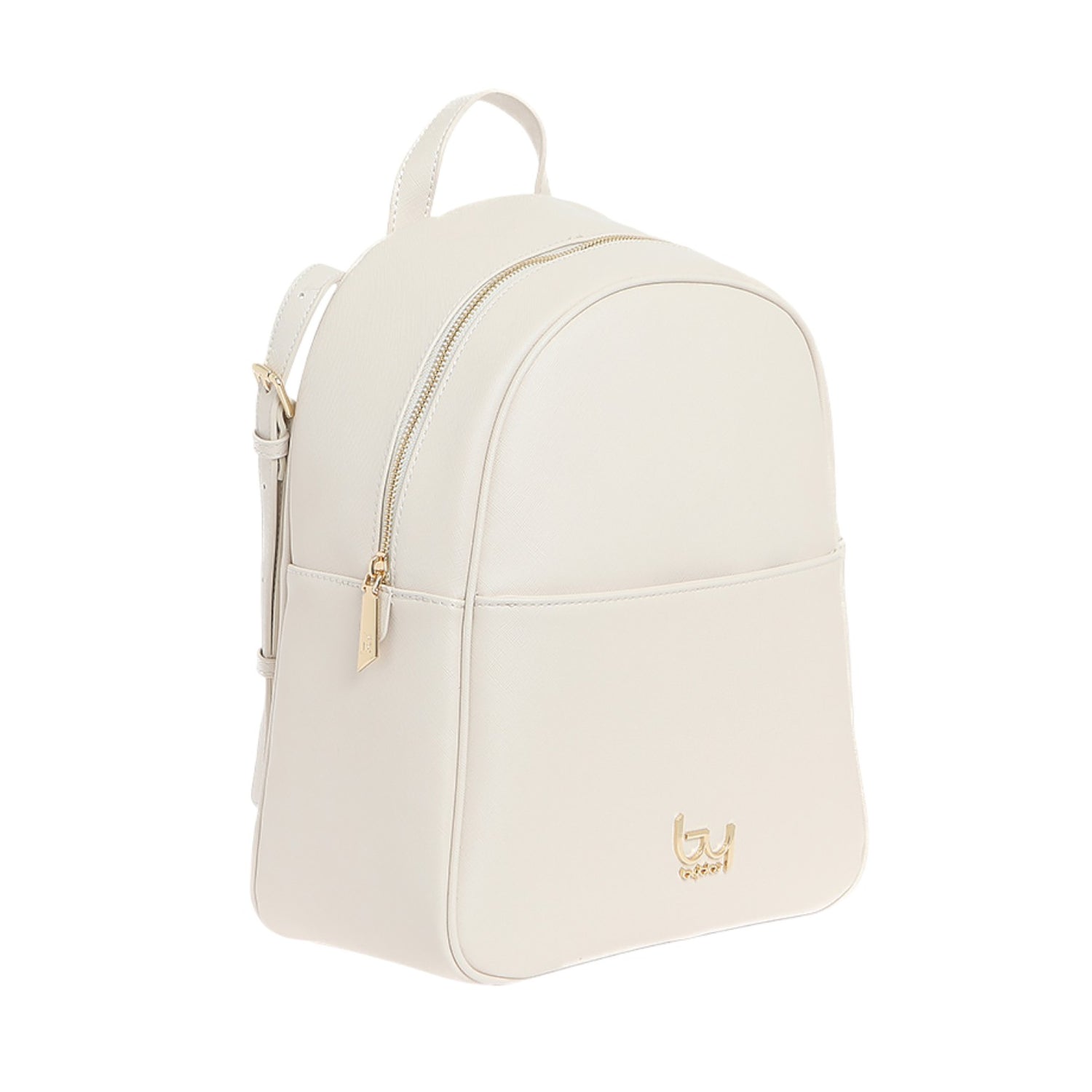 By Byblos Zaino Donna in Ecopelle Effetto Saffiano Beige con Tasca Frontale