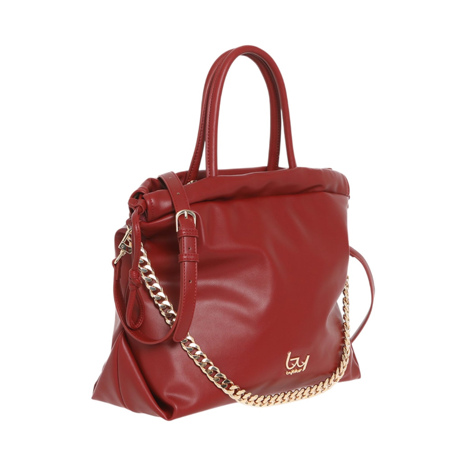 By Byblos Borsa a Mano in Ecopelle Rossa con Catena Oro e Tracolla