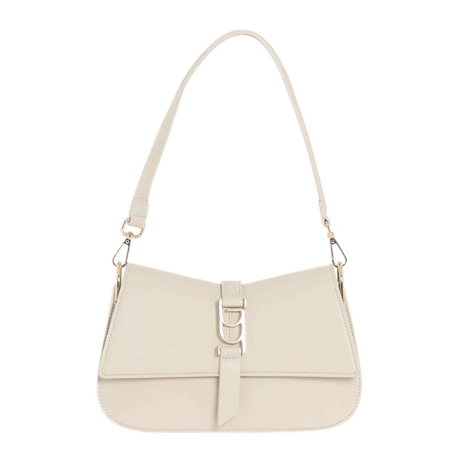 By Byblos Borsa a Spalla Donna in Ecopelle Avorio con Tracolla e Logo Dorato