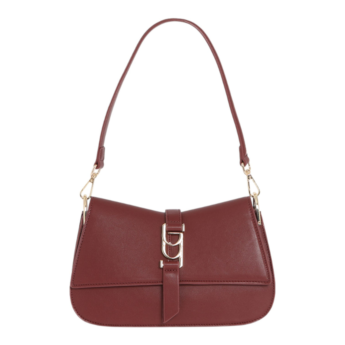 By Byblos Borsa a Spalla Donna in Ecopelle Rosso Scuro con Tracolla e Logo Dorato