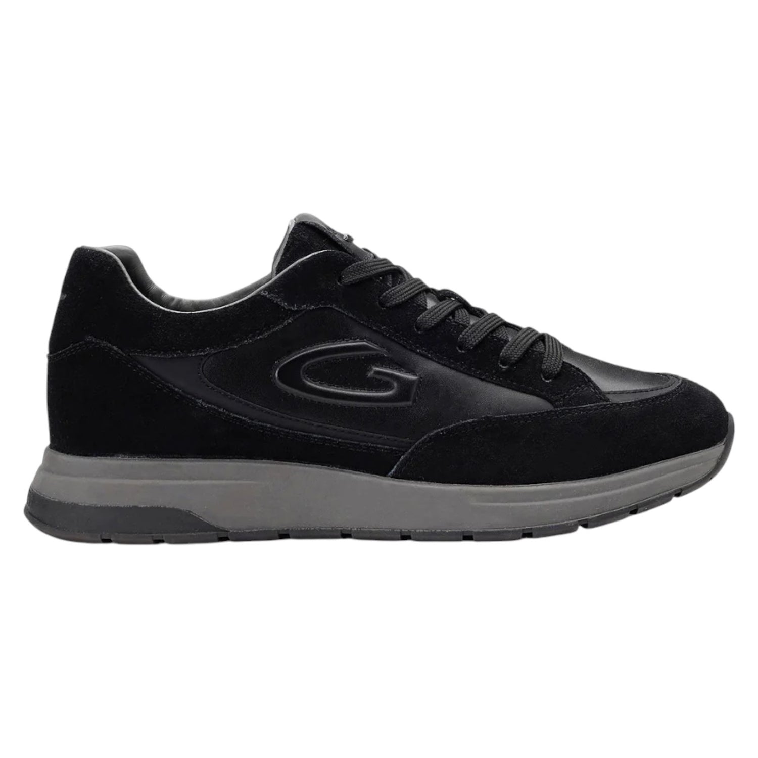Alberto Guardiani Sneakers Uomo in Pelle e Camoscio Nera con Fondo Grigio
