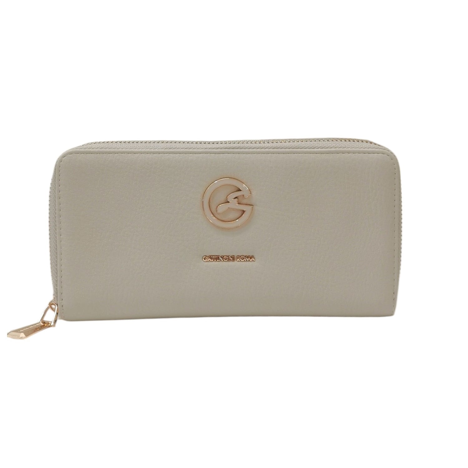 Gattinoni Roma Portafoglio Grande con Doppia Zip Donna in Ecopelle Ghiaccio