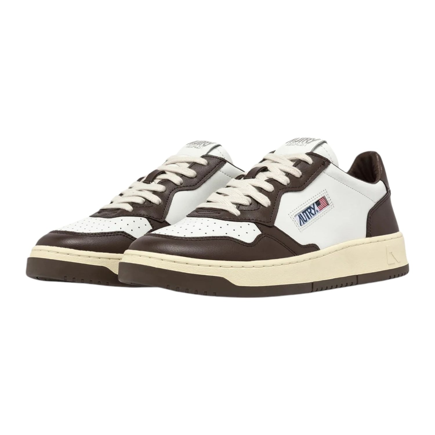 Autry Aulm Sneakers Bianca Marrone in Pelle da Uomo