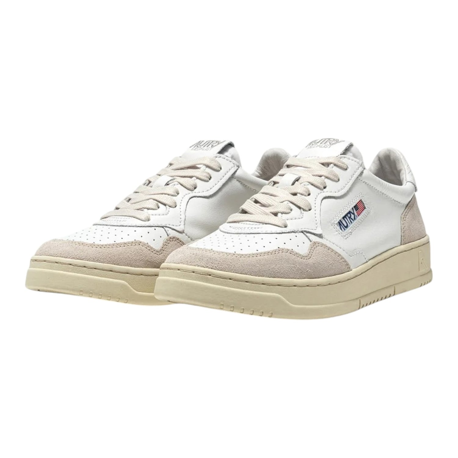 Autry Sneakers Bianca e Beige in Pelle e Camoscio da Donna n.36