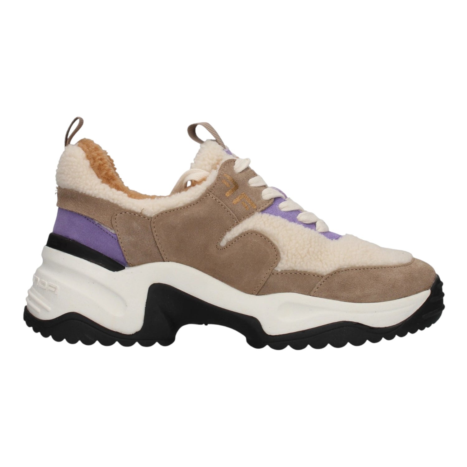 Fornarina Stoccolma2 Sneakers Taupe in Camoscio e Pelliccetta da Donna